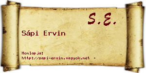 Sápi Ervin névjegykártya